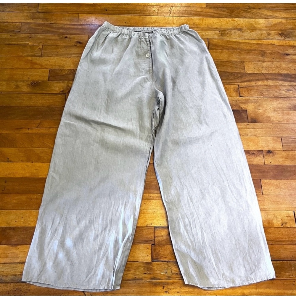 FLAX Wide Leg 100% Linen Pants, Drawstring Waist - Women's Medium